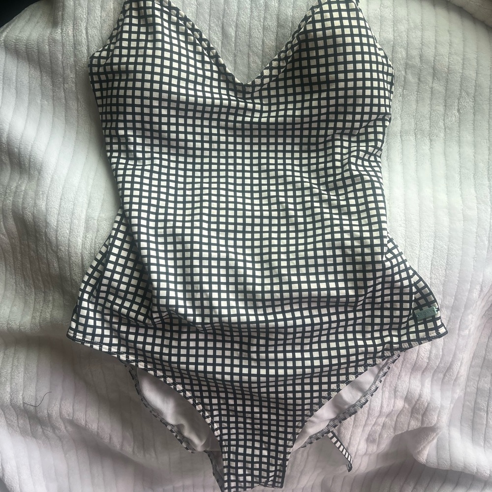 Roxy Black and White Checkered Kids Bodysuit